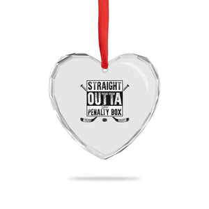 Funny Ice Hockey Heart Crystal Glass Ornament Straight Outta The Penalty Box Vintage Ice Hockey Sticks TS11 Print Your Wear