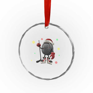 Funny Ice Hockey Holiday Gift Crystal Glass Ornament Cute Puck Wearing Santa Hat TS12 Print Your Wear