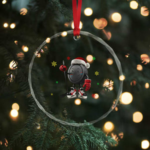 Funny Ice Hockey Holiday Gift Crystal Glass Ornament Cute Puck Wearing Santa Hat TS12 Print Your Wear