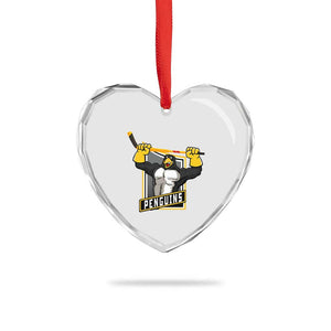 Funny Ice Hockey Player Gift Heart Crystal Glass Ornament Penguin Power TS12 Print Your Wear