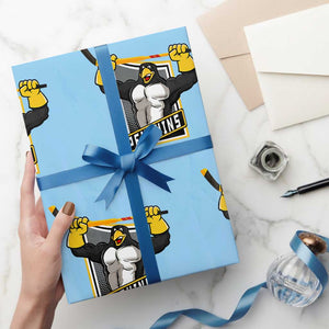 Funny Ice Hockey Player Gift Wrapping Paper Roll Penguin Power TS12 Light Blue Print Your Wear