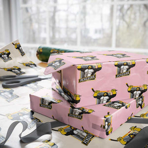 Funny Ice Hockey Player Gift Wrapping Paper Roll Penguin Power TS12 Light Pink Print Your Wear