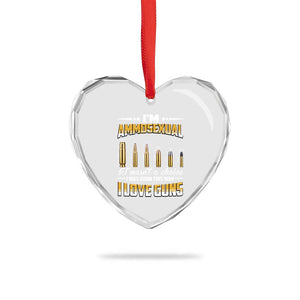 Funny Im Ammosexual Heart Crystal Glass Ornament Second Amendment Patriotic Freedom Graphic