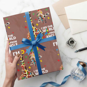 Funny I'm Autistic I See The World Form Different Angle Wrapping Paper Roll Puzzle Giraffe TS11 Mocha Print Your Wear
