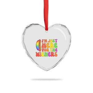 Funny Im Just Here For The Wieners Heart Crystal Glass Ornament LGBTQ Pride Party Gift TS12 Print Your Wear