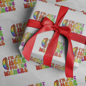 Funny Im Just Here For The Wieners Wrapping Paper Roll LGBTQ Pride Party Gift