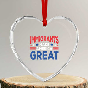 Funny Immigrants Make America Great Heart Crystal Glass Ornament Stars Stripes - Print Your Wear