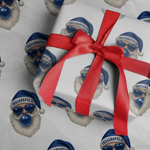 Funny Blue Bubble Santa Indianapolis Wrapping Paper Roll Retro Nostalgic Christmas Holiday Gift TS02 White Print Your Wear