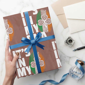 Funny Irish It's In My DNA Wrapping Paper Roll Ireland Fingerprint Flag TS11 Mocha Print Your Wear