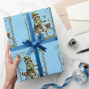 Funny Irish Raccoon Driver Wrapping Paper Roll Off To Start The Shenanigans TS12 Light Blue Print Your Wear