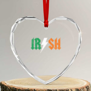 Funny Irish Rocker St Patricks Day Lightning Bolt Rock Music Lover Heart Crystal Glass Ornament TS11 Transparent Glass 3'' Heart Print Your Wear