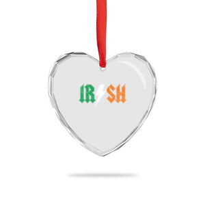 Funny Irish Rocker St Patricks Day Lightning Bolt Rock Music Lover Heart Crystal Glass Ornament TS11 Print Your Wear