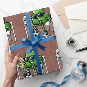 Funny Irish Shamrock Dabbing Soccer Wrapping Paper Roll St Patricks Day TS12 Mocha Print Your Wear