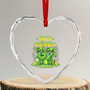 Funny Irish St Patricks Day 67 Heart Crystal Glass Ornament Six Seven Brainrot Italian Gaming 6 7 Meme Gen Alpha Slang TS10 Transparent Glass 3'' Heart Print Your Wear