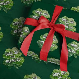 Funny Irish St Patricks Day Dibs On The Redhead Wrapping Paper Roll Retro Vintage Lucky Shamrock TS10 Green Print Your Wear