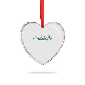 Funny Irish St Patricks Day Heart Crystal Glass Ornament Here For The Shenanigan Shamrock TS10 Print Your Wear
