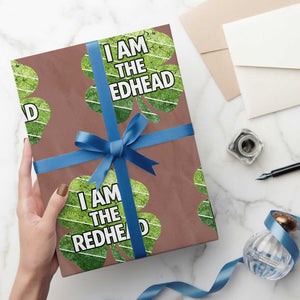 Funny Irish St Patricks Day Im The Redhead Wrapping Paper Roll Retro Vintage Lucky Shamrock TS10 Mocha Print Your Wear