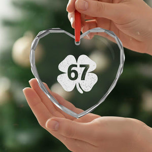 Funny Irish St Patricks Day Shamrock 67 Heart Crystal Glass Ornament Six Seven 6 7 Meme Gen Alpha Slang TS10 Print Your Wear