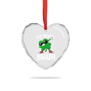 Funny Irish St Patricks Day Shamrock 67 Meme Heart Crystal Glass Ornament Six Seven Bruh Gen Alpha Slang TS10 Print Your Wear
