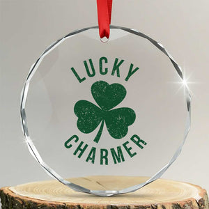 Funny Irish St Patricks Day Shamrock Crystal Glass Ornament Lucky Charmer TS10 Transparent Glass 3'' Circle Print Your Wear
