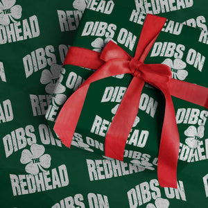 Funny Irish St Patricks Day Shamrock Dibs On The Redhead Wrapping Paper Roll TS10 Green Print Your Wear