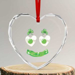 Funny Irish St Patricks Day Shamrock Heart Crystal Glass Ornament Green Eggs Smile Brunch Breakfast TS10 Transparent Glass 3'' Heart Print Your Wear