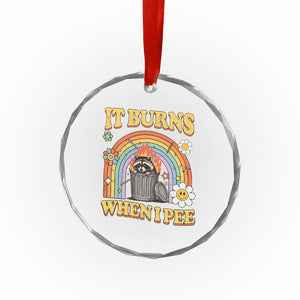 Funny It Burns When I Pee Crystal Glass Ornament Sarcastic Burning Racoon Meme TS11 Print Your Wear