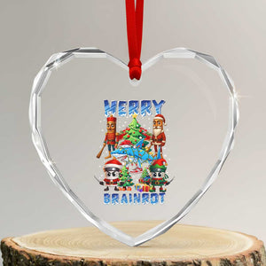 Funny Italian Brainrot Meme Christmas Heart Crystal Glass Ornament Merry Brainrot Xmas Gen Alpha TS11 Transparent Glass 3'' Heart Print Your Wear