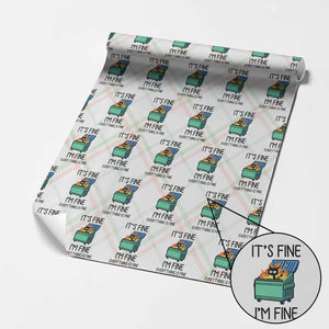 Funny It's Fine I'm Everything Is Fine Wrapping Paper Roll Black Cat Lil Dumpster Fire TS11 Christmas Plaid Print Your Wear