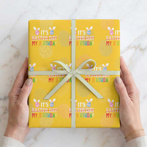 Funny It's My Birthday Easter Day Wrapping Paper Roll Rabbit Eggs TS11 Yellow Print Your Wear