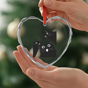 Funny Japanese Black Cat Is Watching You Heart Crystal Glass Ornament Cat Lover TS12 Print Your Wear