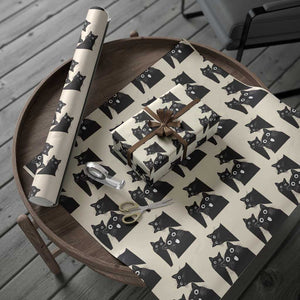 Funny Japanese Black Cat Is Watching You Wrapping Paper Roll Cat Lover TS12 Beige Print Your Wear