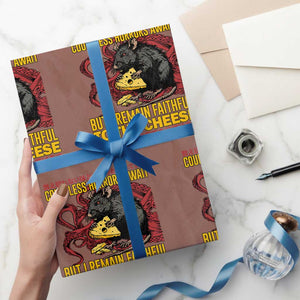 Funny Japanese Rat Lover Wrapping Paper Roll I Remain Faithful To The Cheese Retro Vintage Japan TS02 Mocha Print Your Wear