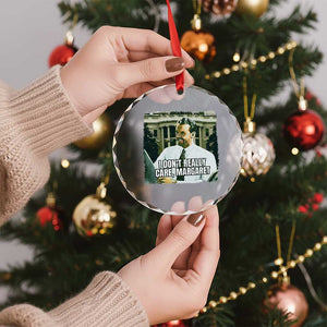 Funny JD Vance Interview Meme Crystal Glass Ornament I Don't Really Care Margaret TS02 Print Your Wear
