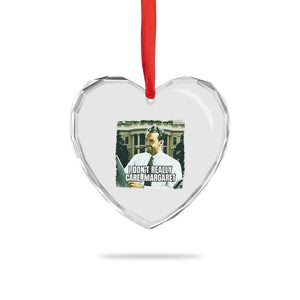 Funny JD Vance Interview Meme Heart Crystal Glass Ornament I Don't Really Care Margaret TS02 Print Your Wear