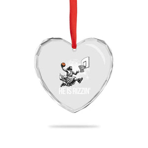 Funny Jesus Basketball Heart Crystal Glass Ornament He Is Rizzin Sport Player Meme TS11 Print Your Wear