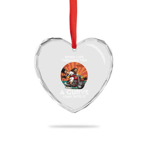 Funny Jesus Christian Motorcycle Heart Crystal Glass Ornament When Life Throws You A Curve Lean Into It TS14 Print Your Wear