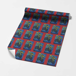 Funny Jesus Christian Motorcycle Wrapping Paper Roll Starry Night Van Gogh Biker TS14 Red Print Your Wear