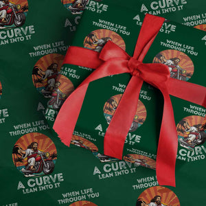 Funny Jesus Christian Motorcycle Wrapping Paper Roll When Life Throws You A Curve Lean Into It TS14 Green Print Your Wear