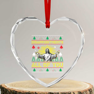 Funny Jesus Christmas Heart Crystal Glass Ornament Disappointments All of You Jesus Ugly Xmas TS10 Transparent Glass 3'' Heart Print Your Wear