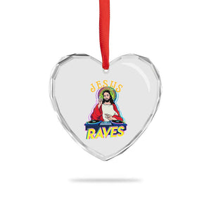 Funny Jesus DJ Raves Techno EDM Party Heart Crystal Glass Ornament TS11 Print Your Wear