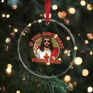 Funny Jesus Racing Crystal Glass Ornament If You Are Not First You Are Last TS14 Print Your Wear