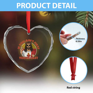 Funny Jesus Racing Heart Crystal Glass Ornament If You Are Not First You Are Last TS14 Print Your Wear