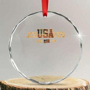 Funny Jesus Saves USA John 3 16 Crystal Glass Ornament Christian 4th Of July Bible Verse TS11 Transparent Glass 3'' Circle Print Your Wear