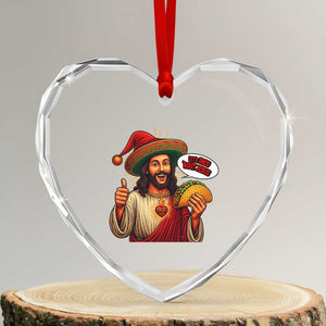 Funny Jesus Taco Mexican Heart Crystal Glass Ornament Let Us Taco About Jesus TS14 Transparent Glass 3'' Heart Print Your Wear