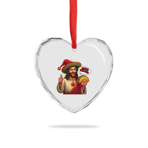 Funny Jesus Taco Mexican Heart Crystal Glass Ornament Let Us Taco About Jesus TS14 Print Your Wear