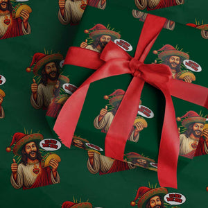 Funny Jesus Taco Mexican Wrapping Paper Roll Let Us Taco About Jesus TS14 Green Print Your Wear