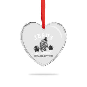 Funny Jesus The Ultimate Deadlifter Heart Crystal Glass Ornament Christian Workout Gym TS11 Print Your Wear