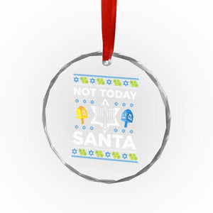 Funny Jewish Hanukkah Crystal Glass Ornament Not Today Santa Hebrew David Star TS11 Print Your Wear