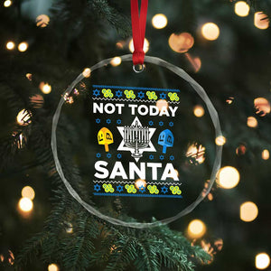 Funny Jewish Hanukkah Crystal Glass Ornament Not Today Santa Hebrew David Star TS11 Print Your Wear